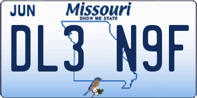 MO license plate DL3N9F