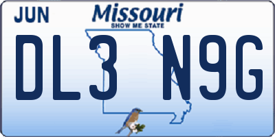 MO license plate DL3N9G