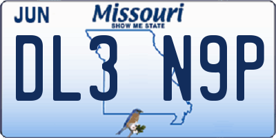 MO license plate DL3N9P