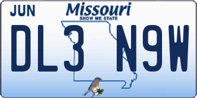 MO license plate DL3N9W