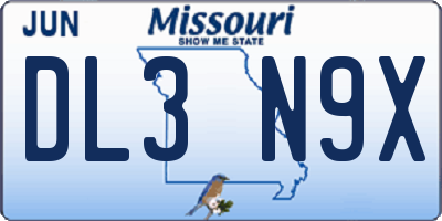 MO license plate DL3N9X