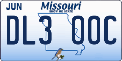 MO license plate DL3O0C
