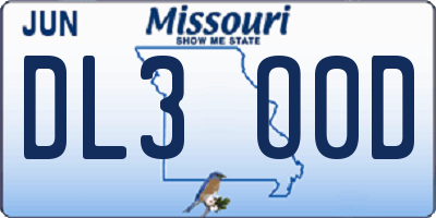 MO license plate DL3O0D