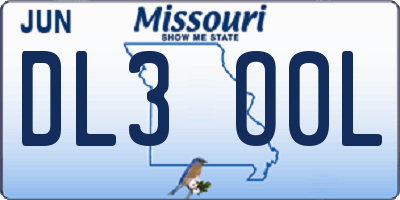 MO license plate DL3O0L