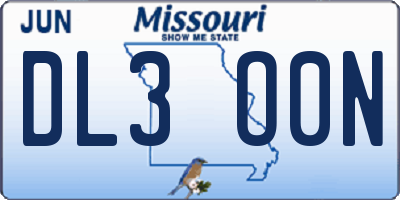 MO license plate DL3O0N