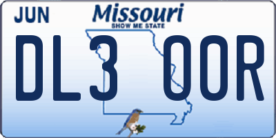 MO license plate DL3O0R