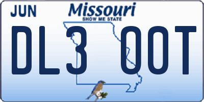 MO license plate DL3O0T