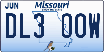 MO license plate DL3O0W