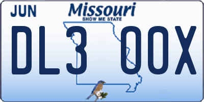 MO license plate DL3O0X