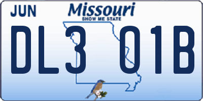 MO license plate DL3O1B