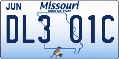 MO license plate DL3O1C
