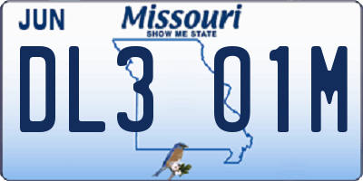 MO license plate DL3O1M