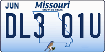 MO license plate DL3O1U