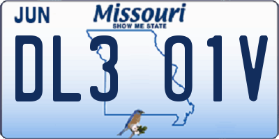 MO license plate DL3O1V