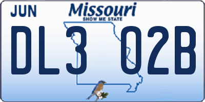 MO license plate DL3O2B