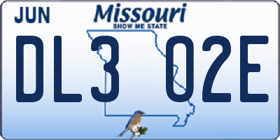 MO license plate DL3O2E
