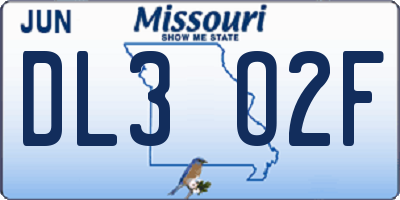 MO license plate DL3O2F