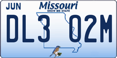 MO license plate DL3O2M