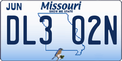 MO license plate DL3O2N