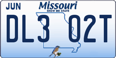 MO license plate DL3O2T