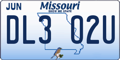 MO license plate DL3O2U
