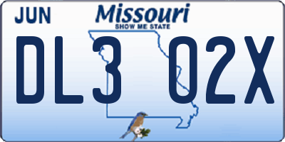 MO license plate DL3O2X