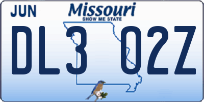 MO license plate DL3O2Z