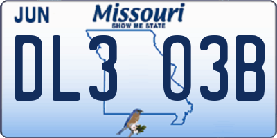 MO license plate DL3O3B