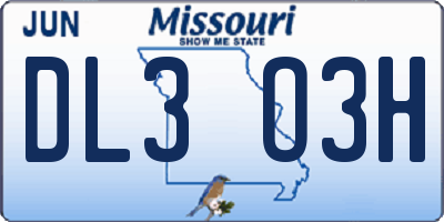 MO license plate DL3O3H