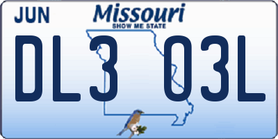 MO license plate DL3O3L