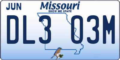 MO license plate DL3O3M
