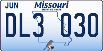 MO license plate DL3O3O