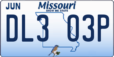 MO license plate DL3O3P