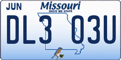MO license plate DL3O3U