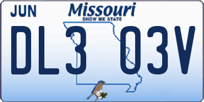 MO license plate DL3O3V