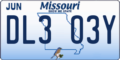 MO license plate DL3O3Y