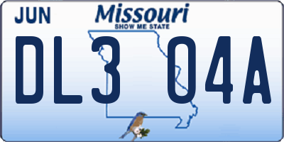 MO license plate DL3O4A