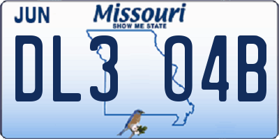 MO license plate DL3O4B