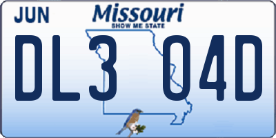 MO license plate DL3O4D
