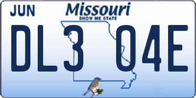 MO license plate DL3O4E