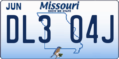 MO license plate DL3O4J