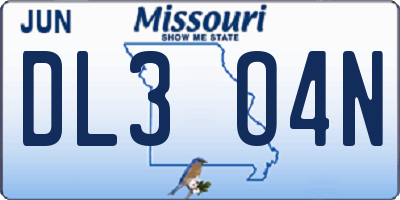 MO license plate DL3O4N