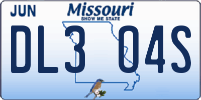 MO license plate DL3O4S