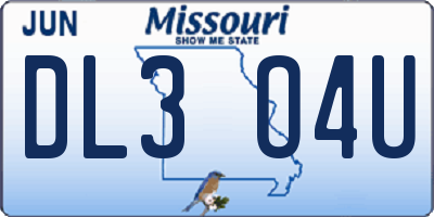 MO license plate DL3O4U