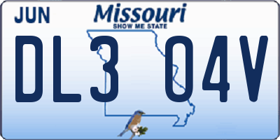 MO license plate DL3O4V