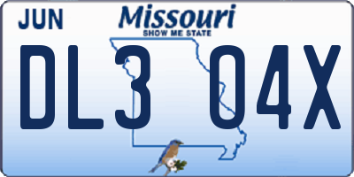 MO license plate DL3O4X