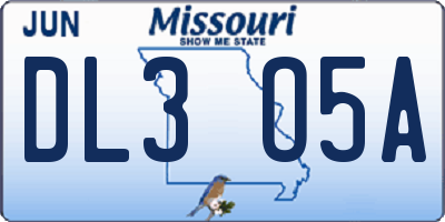 MO license plate DL3O5A