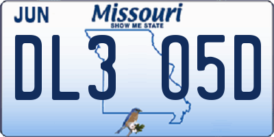 MO license plate DL3O5D