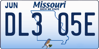 MO license plate DL3O5E