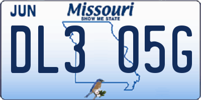 MO license plate DL3O5G